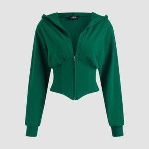 Cider Green Solid Hooded Corset (Size L fits like M)